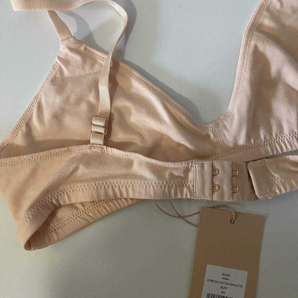 EBERJEY Pima Stretch Cotton Bralette Buff Size M/L NWT Wireless Soft Breathable - Picture 5 of 5